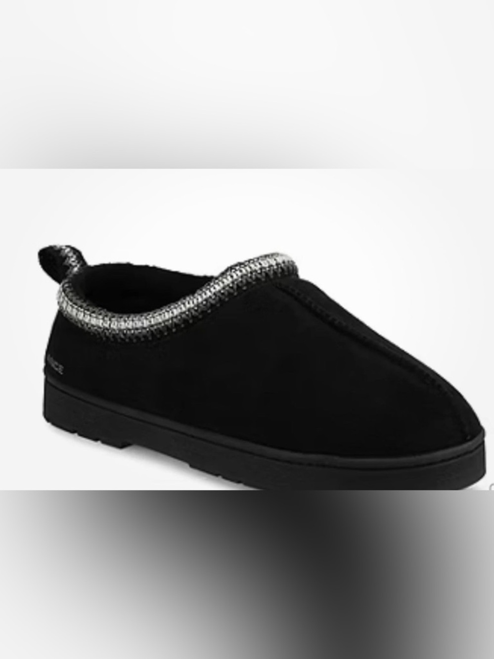 Women's Black Slip-On Slipper with Metallic Silver Trim